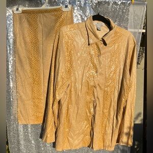 Savvy Snake Print  Gold Button-Up Blouse